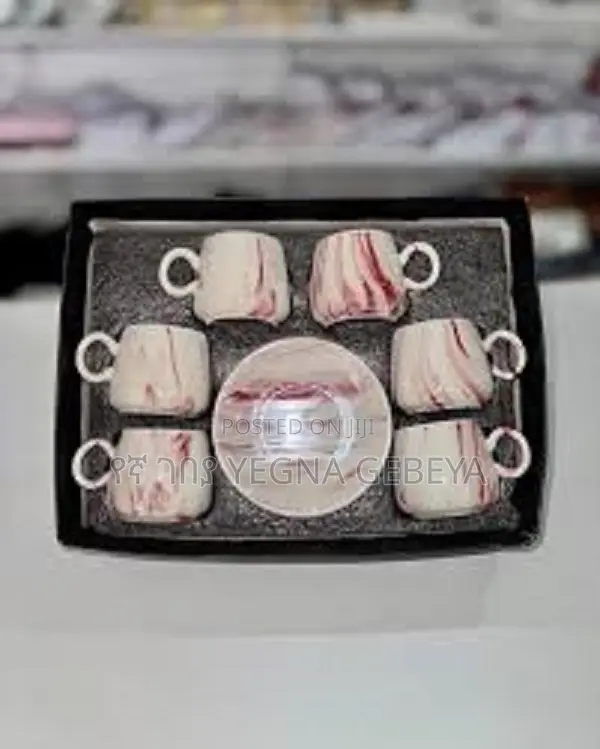 6 PCS Tea Cups With Heart Saucers