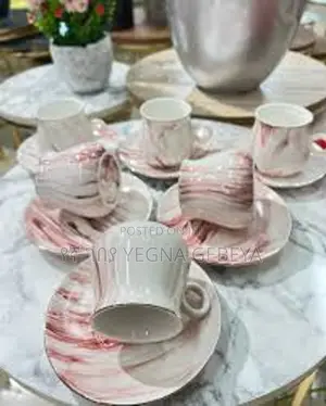 6 PCS Tea Cups With Heart Saucers