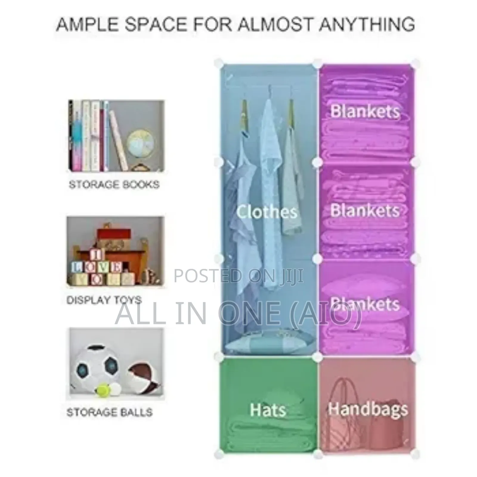 Plastic and Metal Cubic Cloth Cabinet