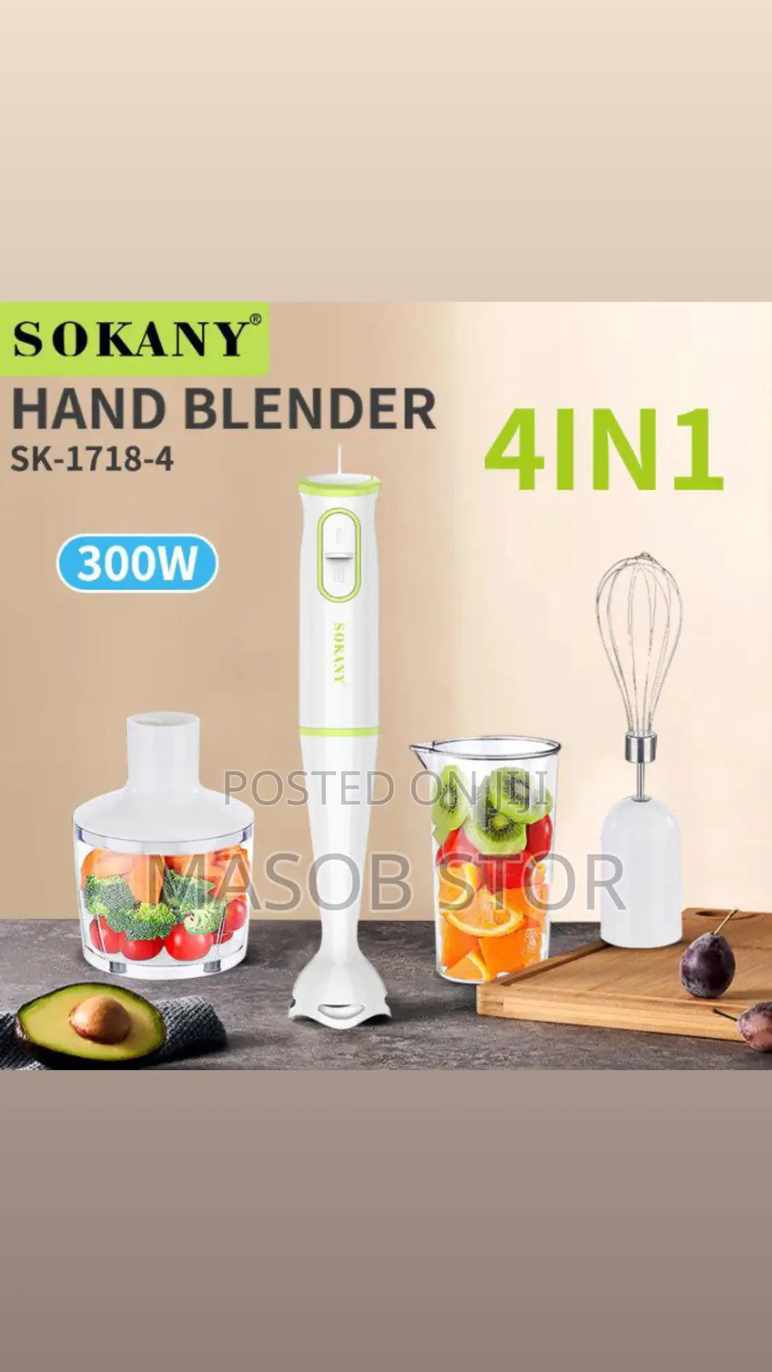 Sokany 4 in 1 Hand Blender / መፍጫ