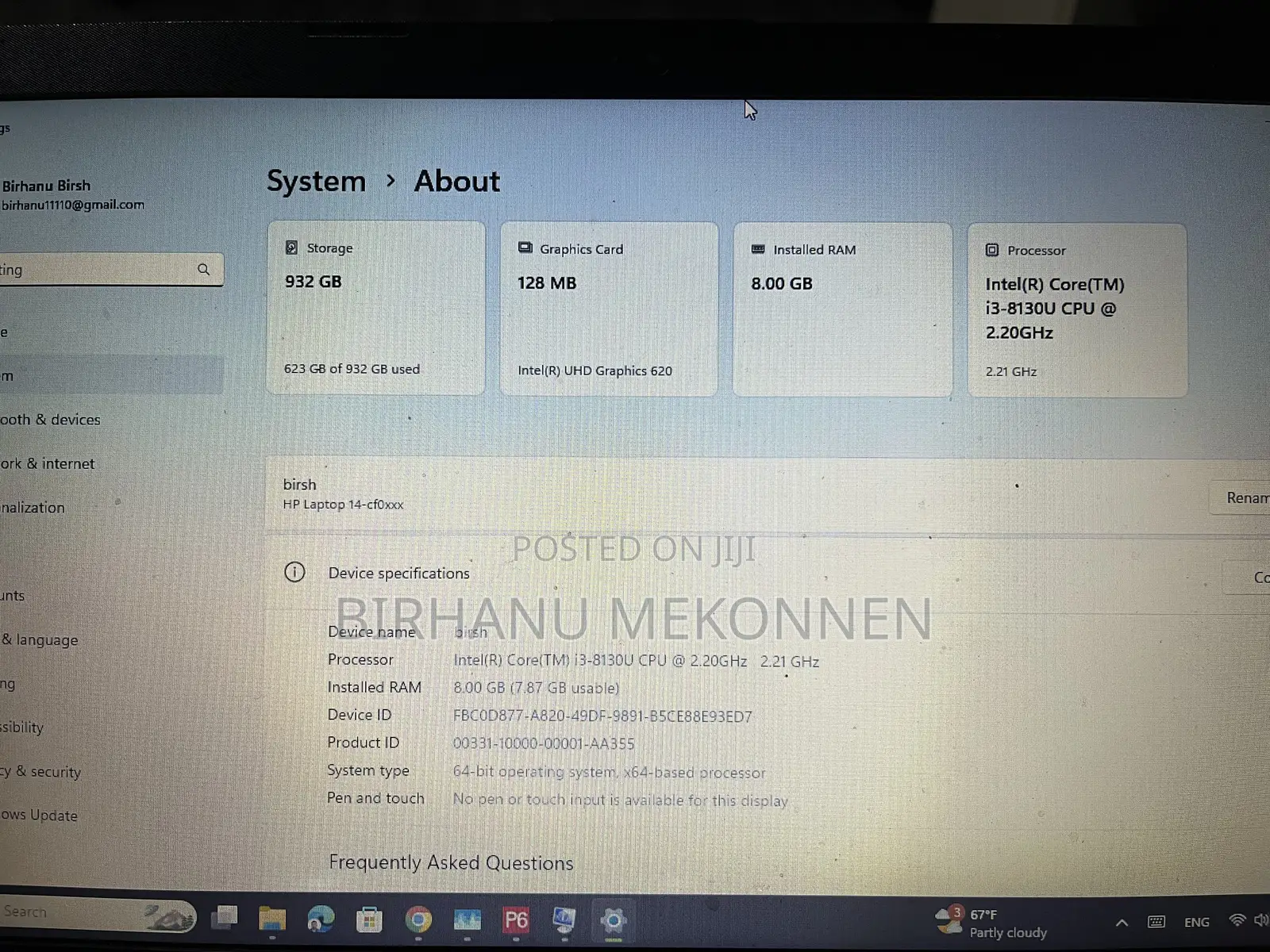 Laptop HP 8GB Intel Core I3 HDD 1T