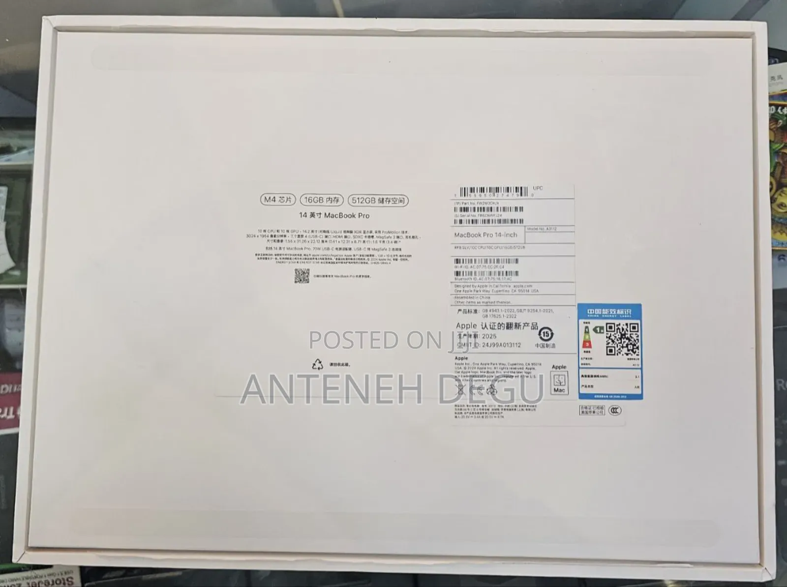 New Laptop Apple MacBook Pro 2024 M4 14-Inch 16GB Apple M4 SSD 512GB