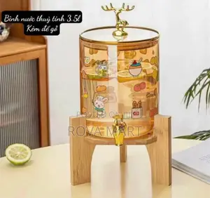 5.5l Glass Dispenser Jar With Bamboo Stand