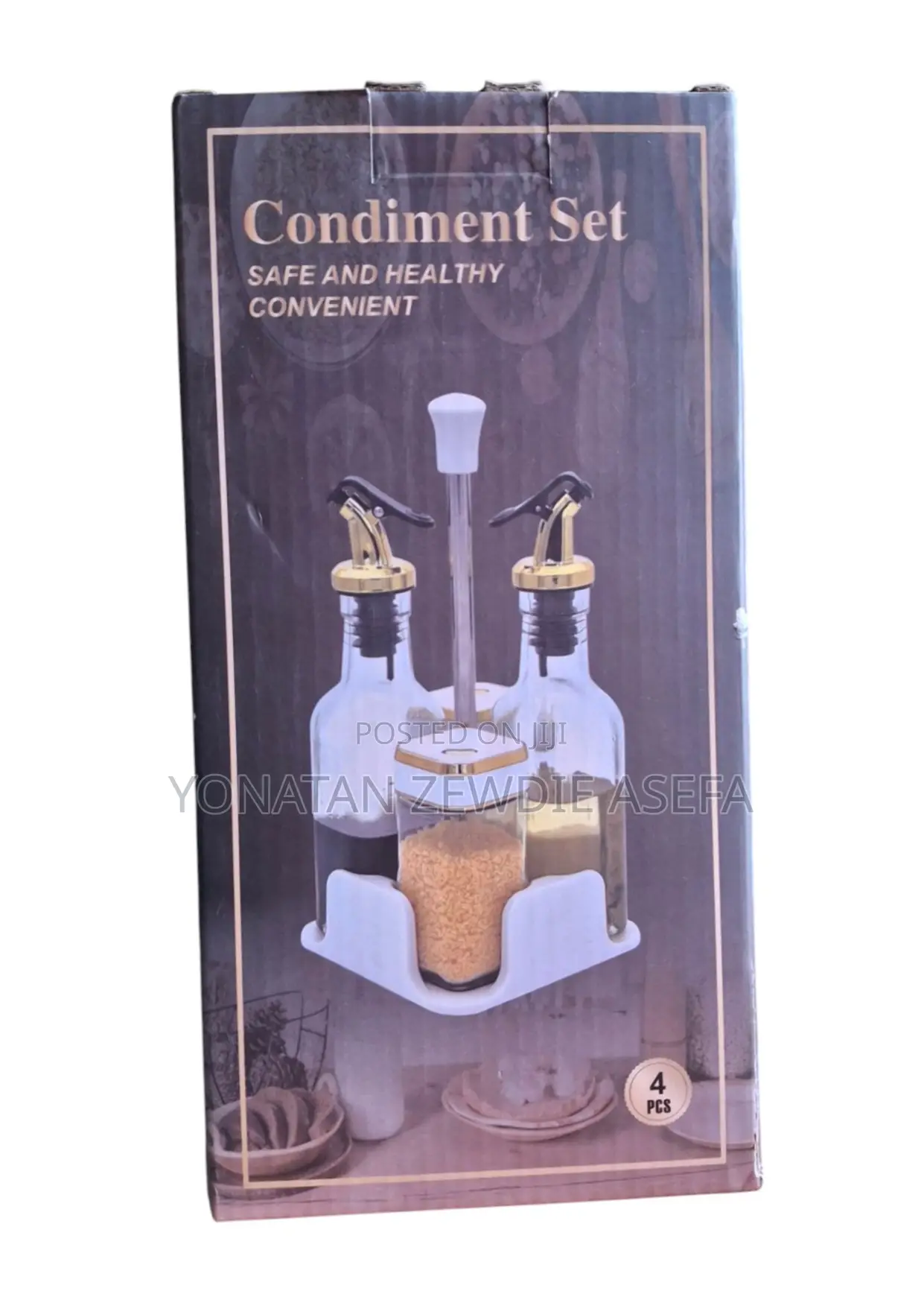 4 Set Condiment Set-የዘይት/የአቼቶ /የጨው/የቅመማ ቅመም