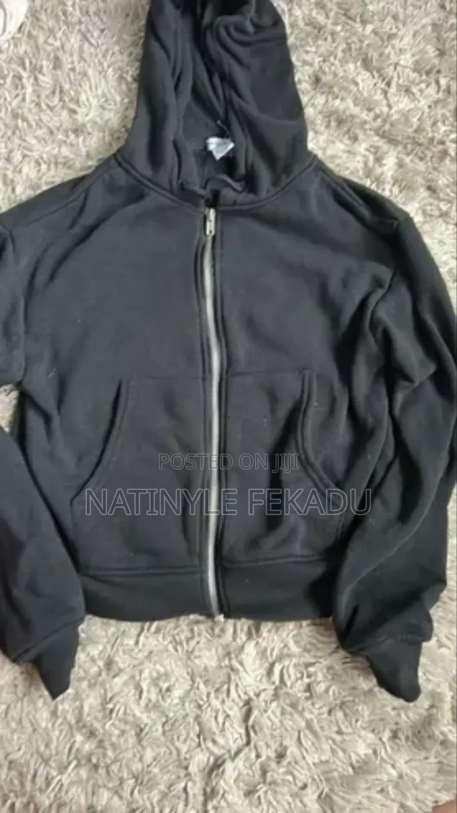 Black Zippered Hooded Sweatshirt