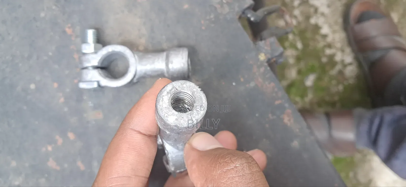 Car Battery Connector Adapter Silver Nuts Side