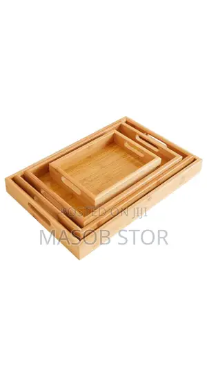 Bamboo Pallet Serving Tray /ባለ 3 ከቀርቀሃ የተሰሩ ሰርቪሶች