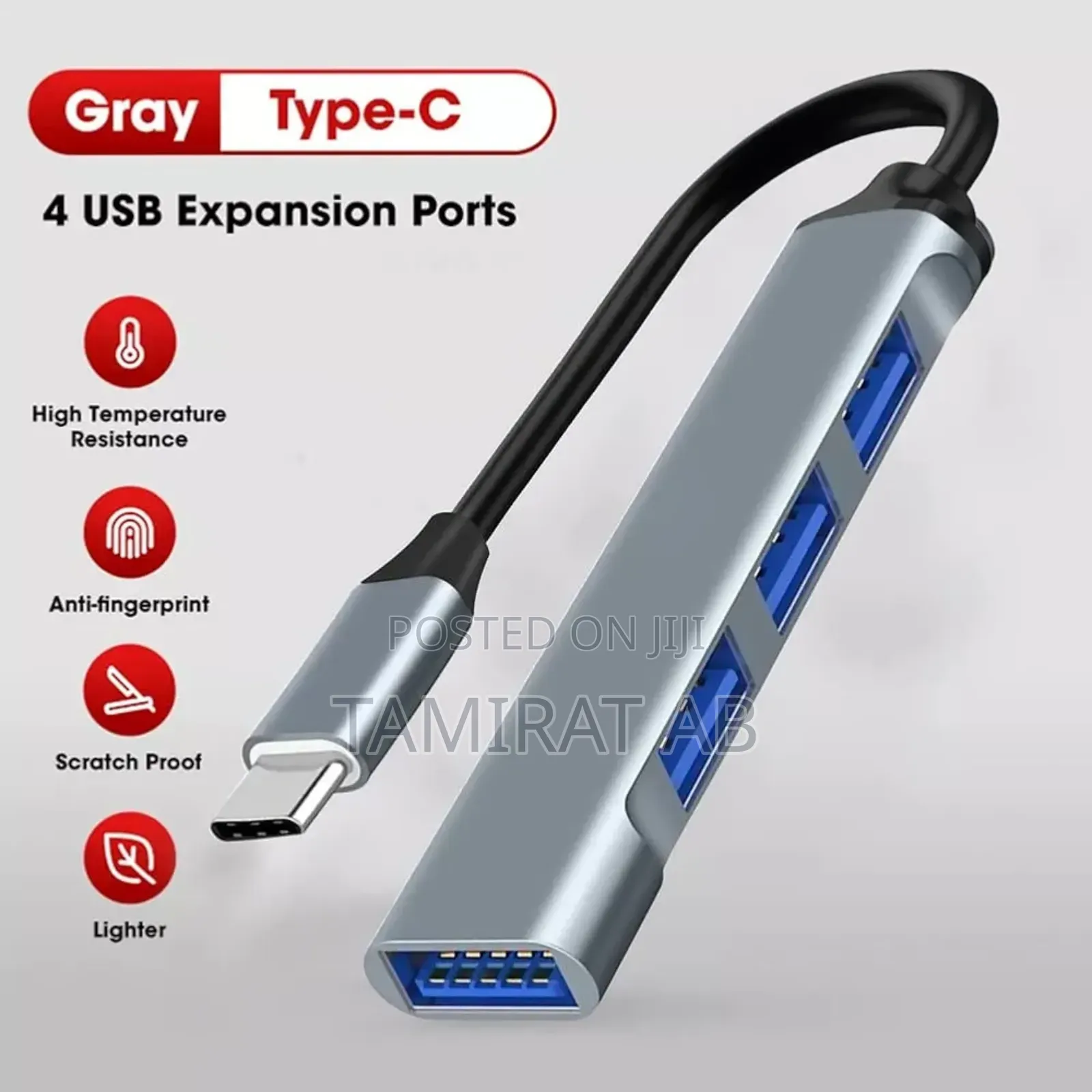 4port Usb3.0 Type-C Hub, High Speed Splitter for Computer