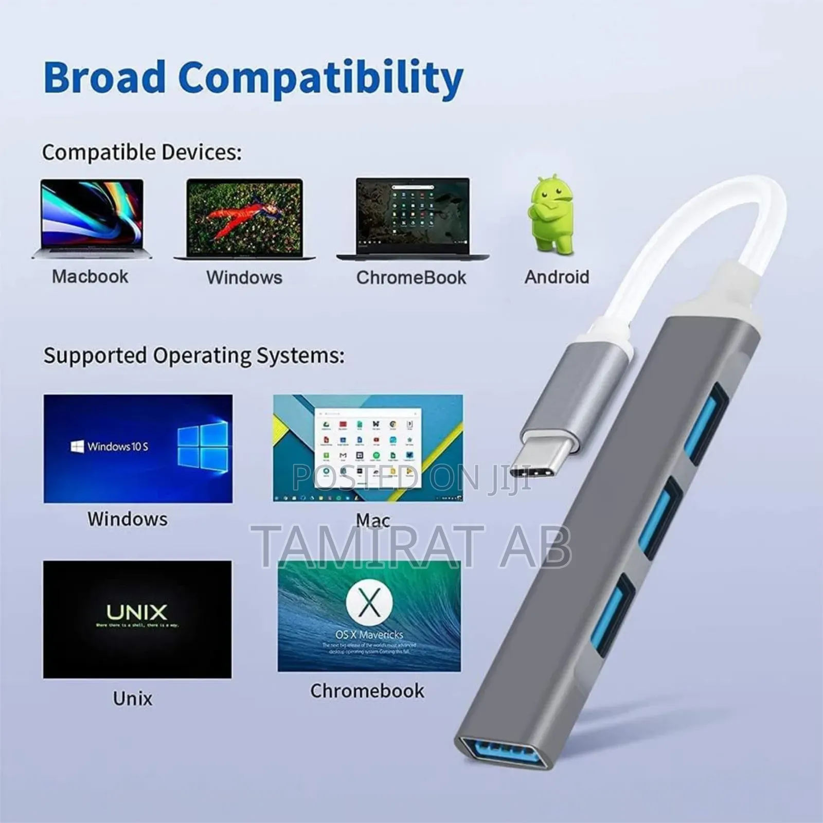 4port Usb3.0 Type-C Hub, High Speed Splitter for Computer