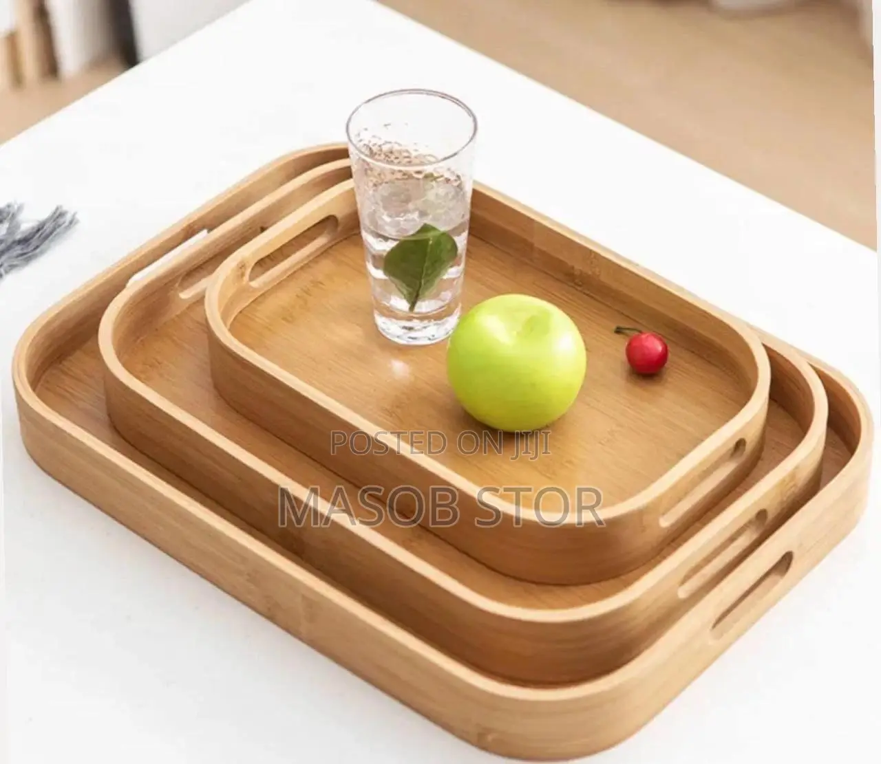 Bamboo Pallet Serving Tray /ባለ 3 ከቀርቀሃ የተሰሩ ሰርቪሶች