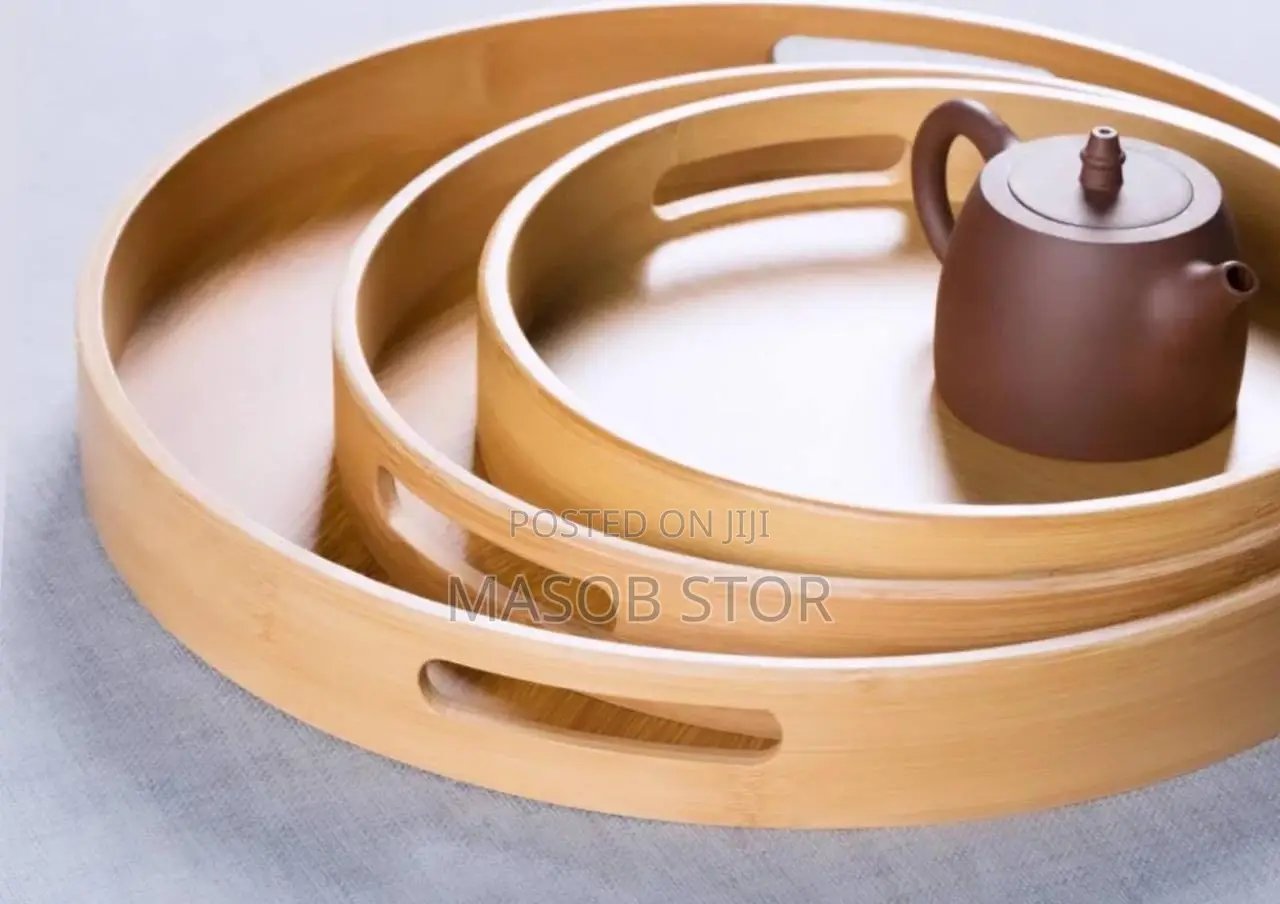 Bamboo Pallet Serving Tray /ባለ 3 ከቀርቀሃ የተሰሩ ሰርቪሶች