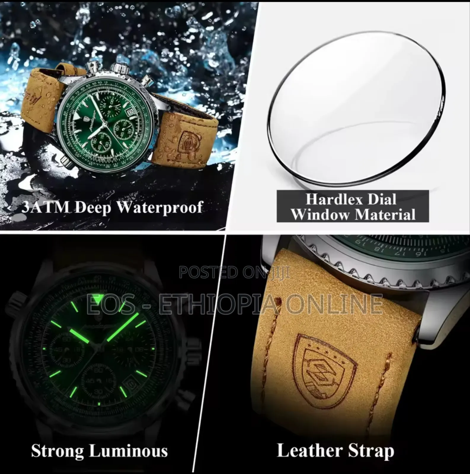 Poedagar Luxurious Lether Band Watch for Men [Preorder]