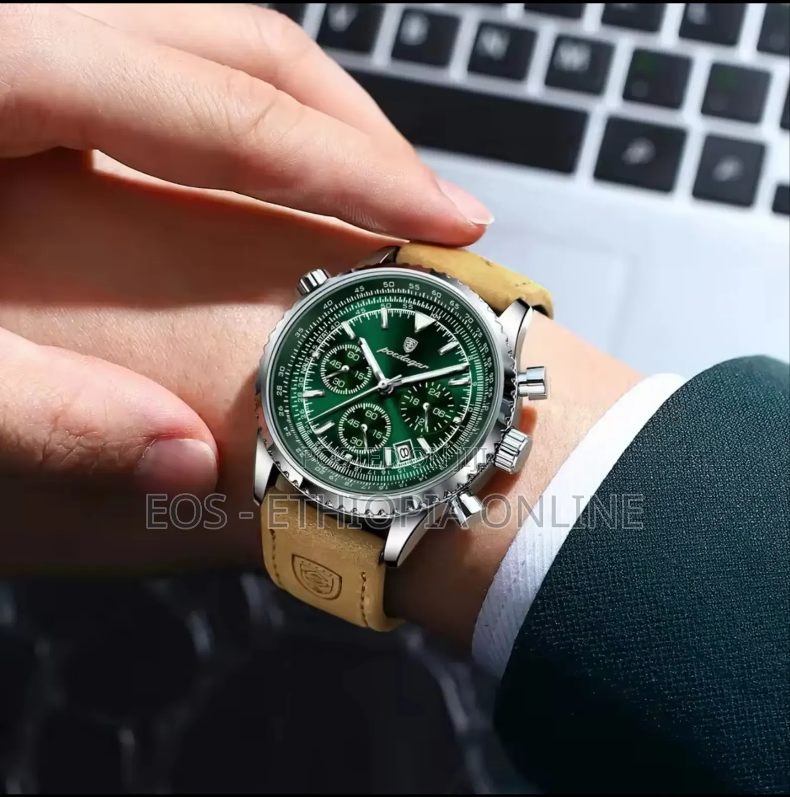 Poedagar Luxurious Lether Band Watch for Men [Preorder]