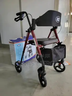 Photo - Walk With Seat Chair٥walker With Wide Padded Seat Backrest