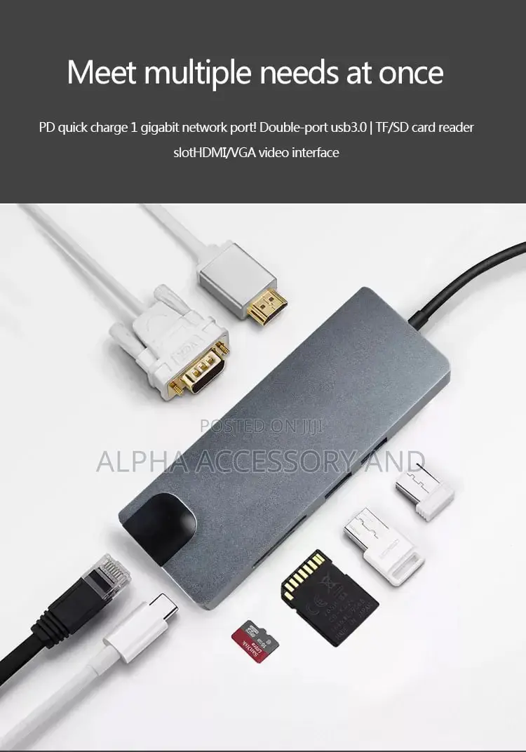 8 in 1 Type C Hub Combo Usb C to Hdmi Vga