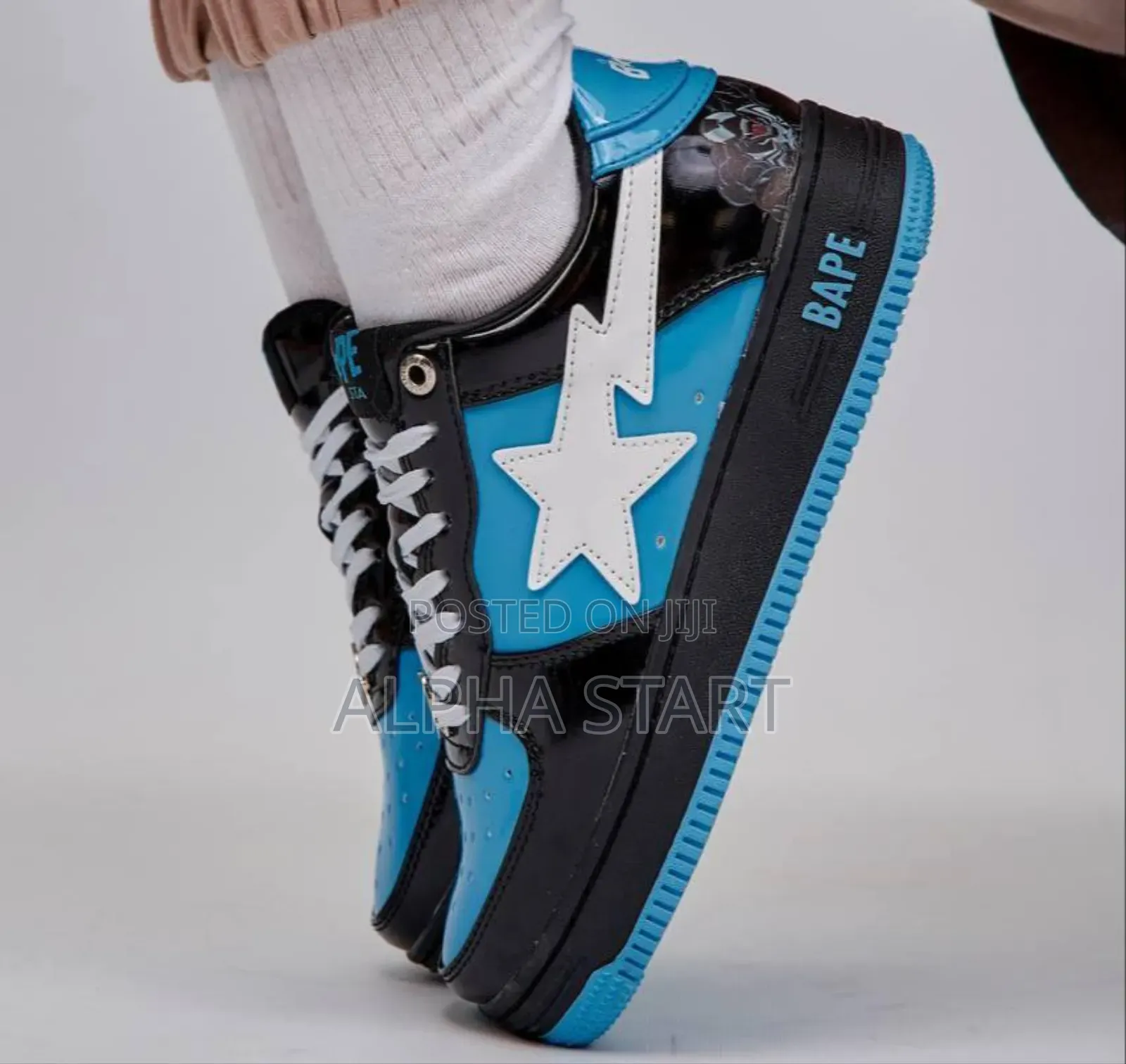 A Bathing Ape Bape-Sta ‘Shark’ Baby Blue/Black’ Men’S Shoes