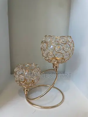 Photo - 2pcs Crystal Candle Holder Wedding Table Centerpieces
