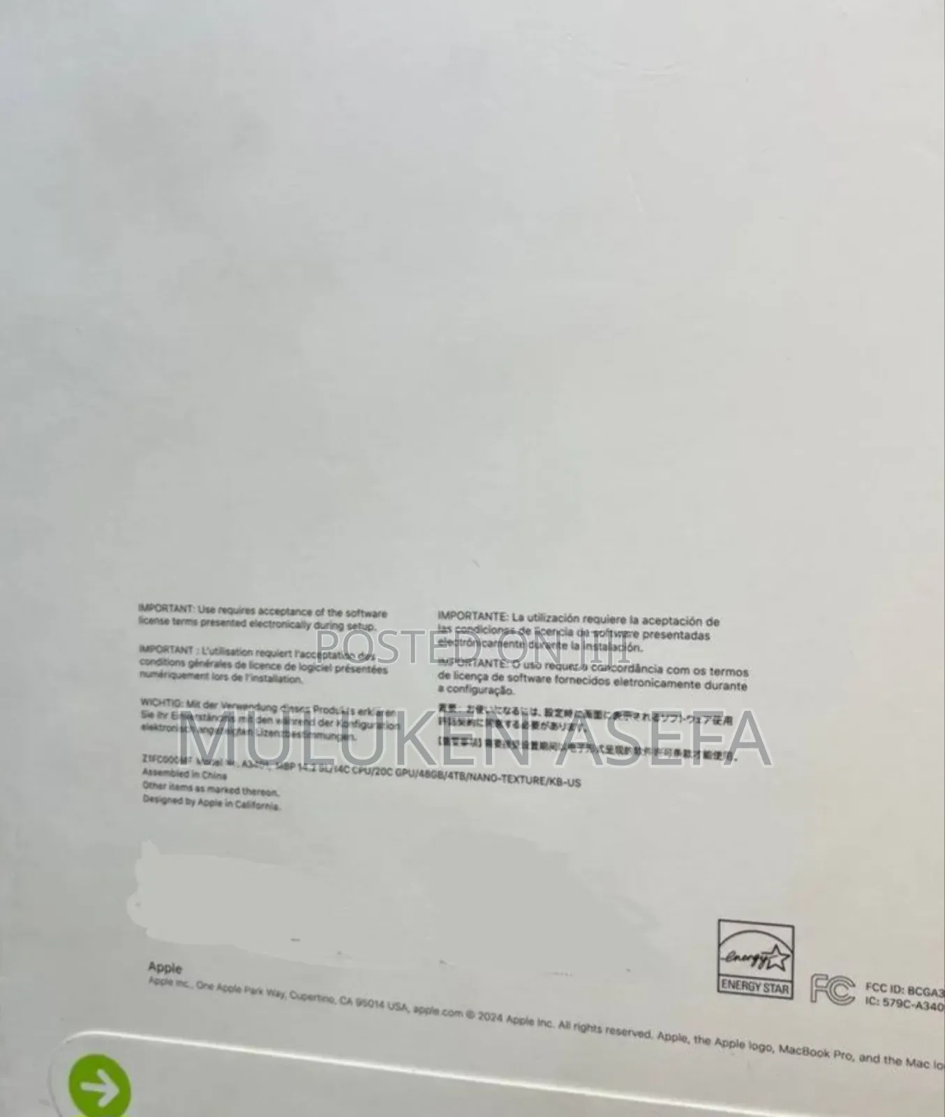 New Laptop Apple MacBook Pro 48GB Apple M4 SSD 4T