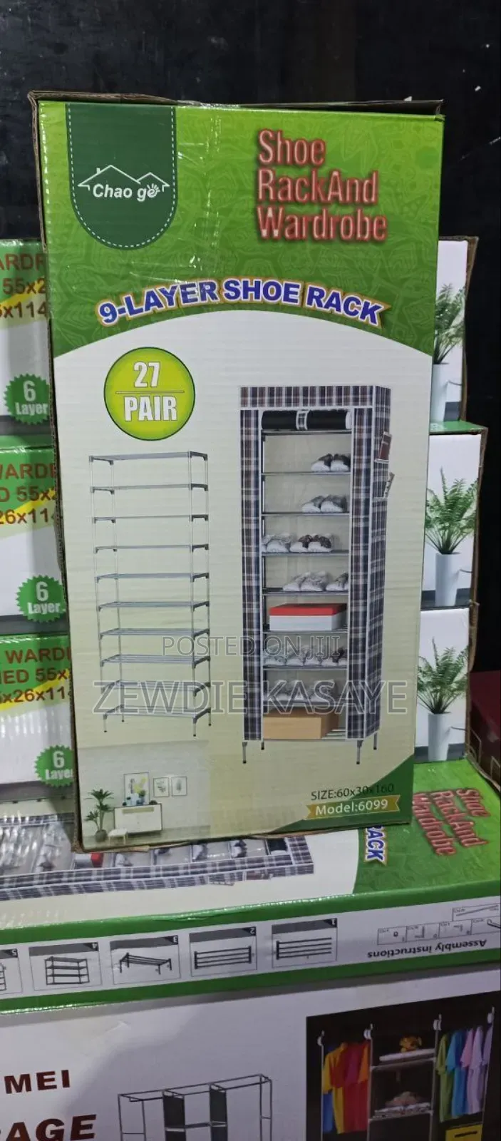 9 Layers Stainless Steel Shoes Rack With Cover