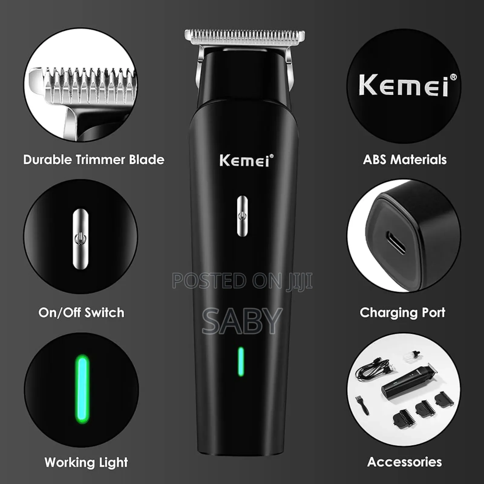 Kemei የፀጉር መቁረጫ 4 ሳይዞች ያሉት