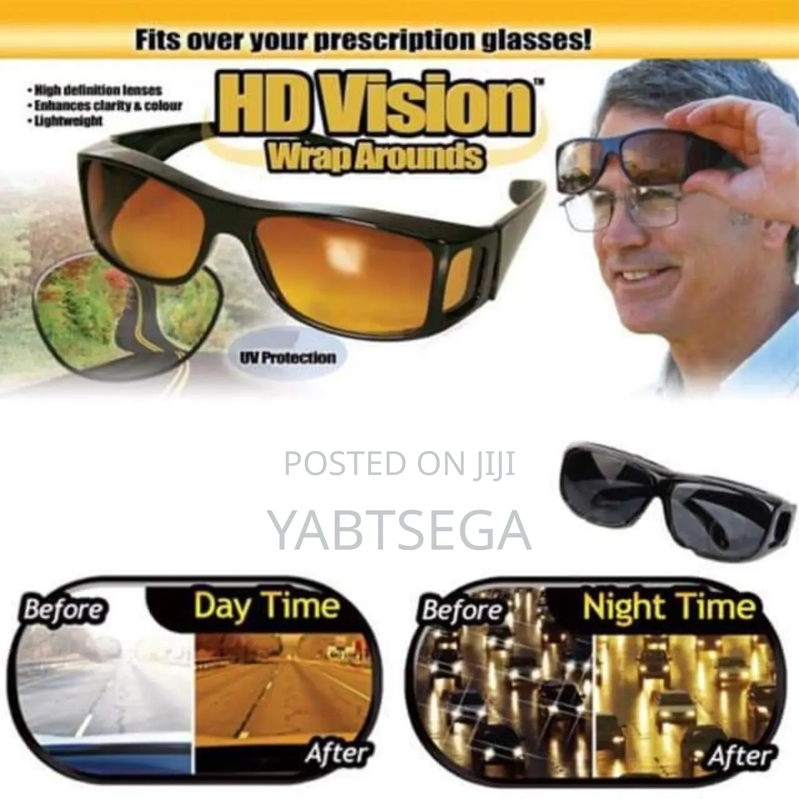 ሁለት በአንድ የያዘ የመኪና መነፀር Day Night Vision Driving Glasses 2pcs