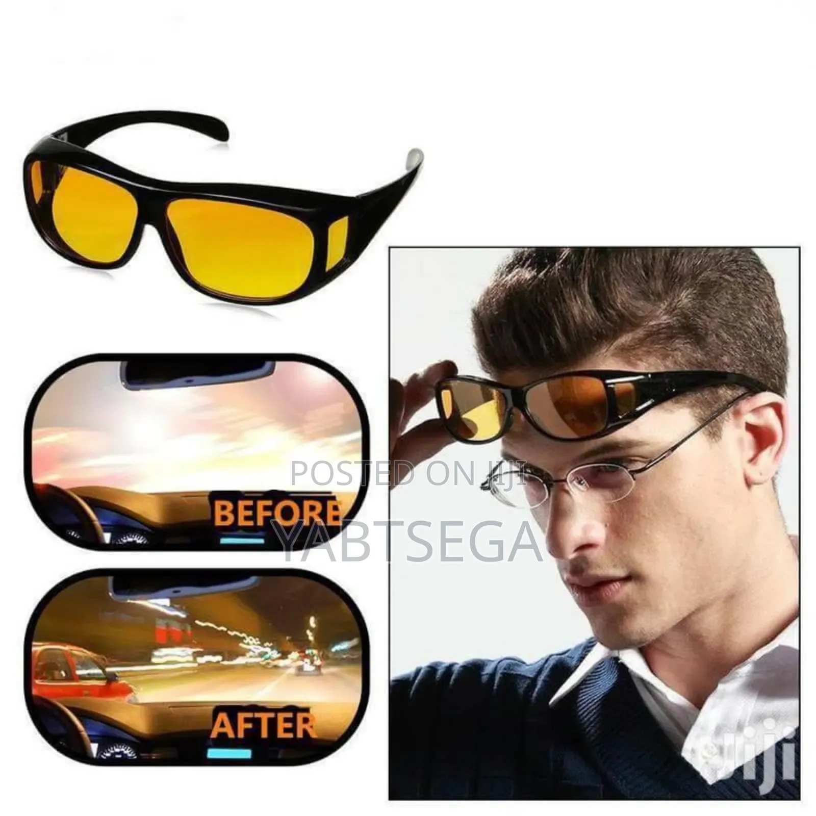 ሁለት በአንድ የያዘ የመኪና መነፀር Day Night Vision Driving Glasses 2pcs