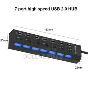 Usb Hub 2.0 Adapter High Speed Multi 7 Ports Hub for Com/Lap