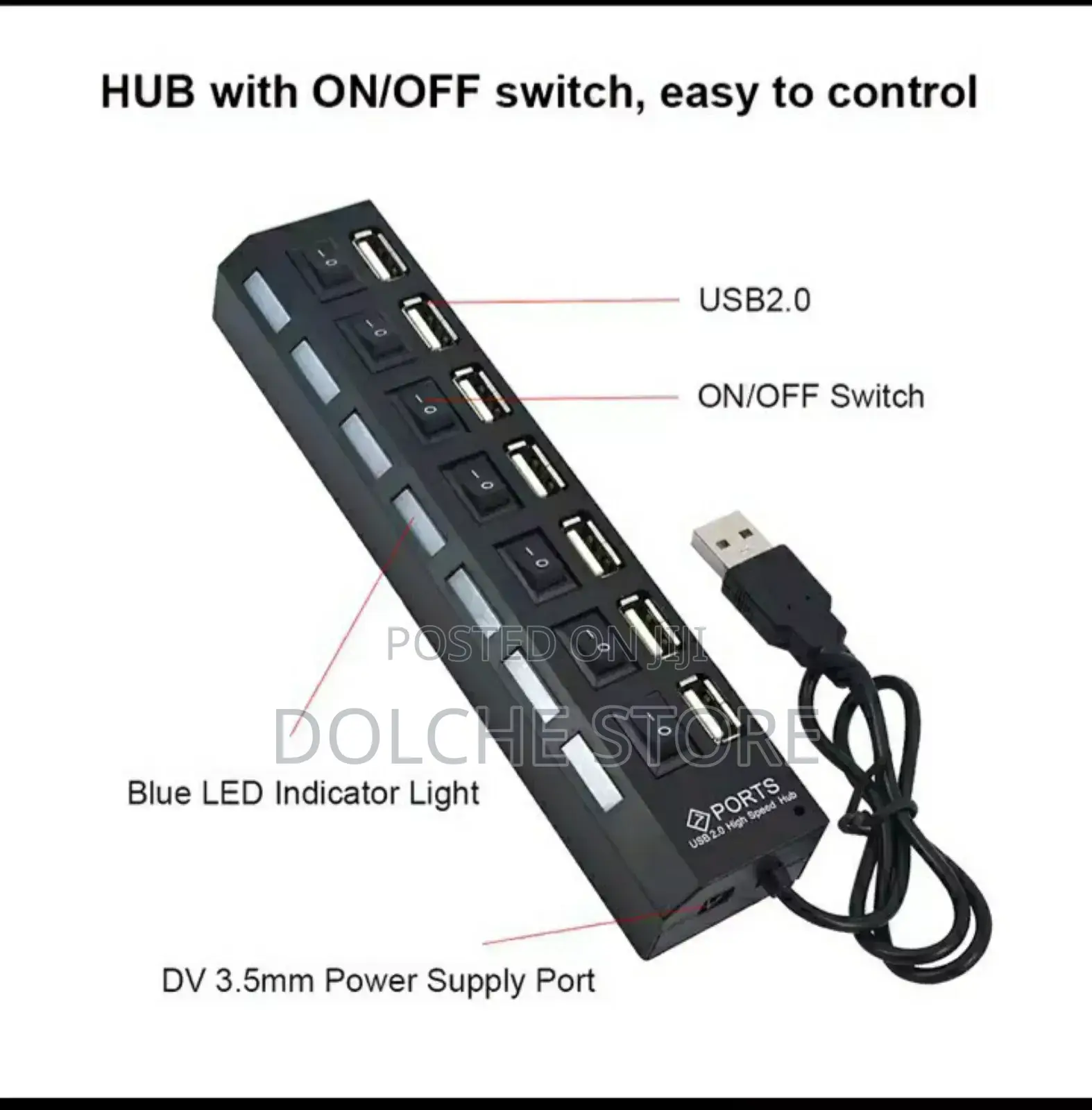 Usb Hub 2.0 Adapter High Speed Multi 7 Ports Hub for Com/Lap