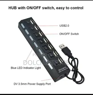 Usb Hub 2.0 Adapter High Speed Multi 7 Ports Hub for Com/Lap