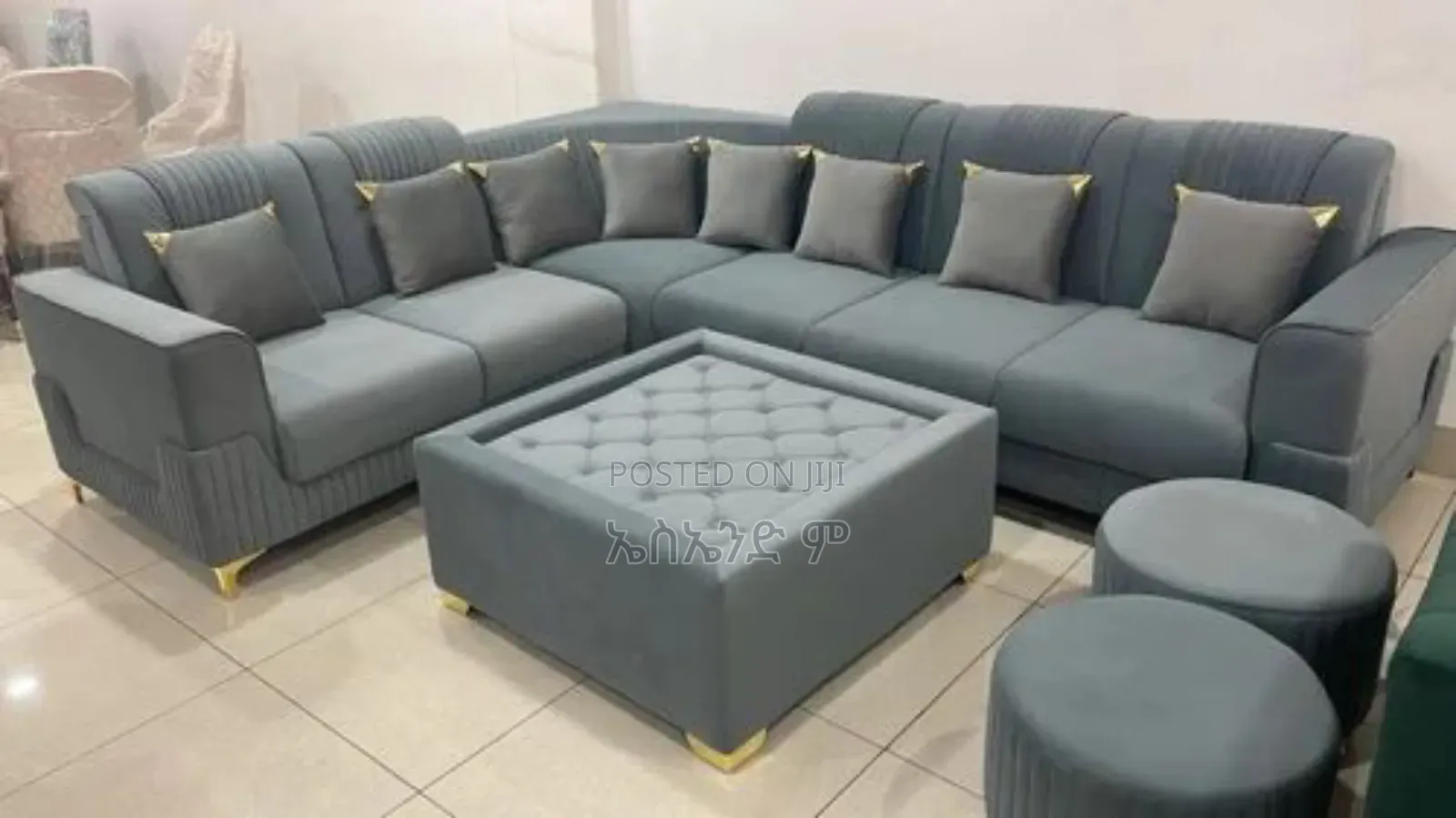 Velvet Sofa Design With Table