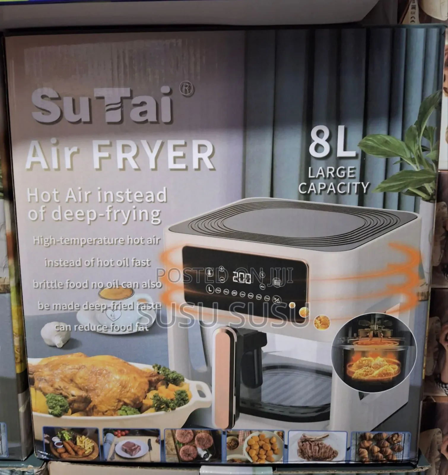 Sutai Air Fryer 8ሊትር Air Fryer: ሙሉለሙሉ መስታወት የሆነ