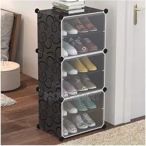 Photo - Transparent Single Door Shoe Rack Dustproof Plastic