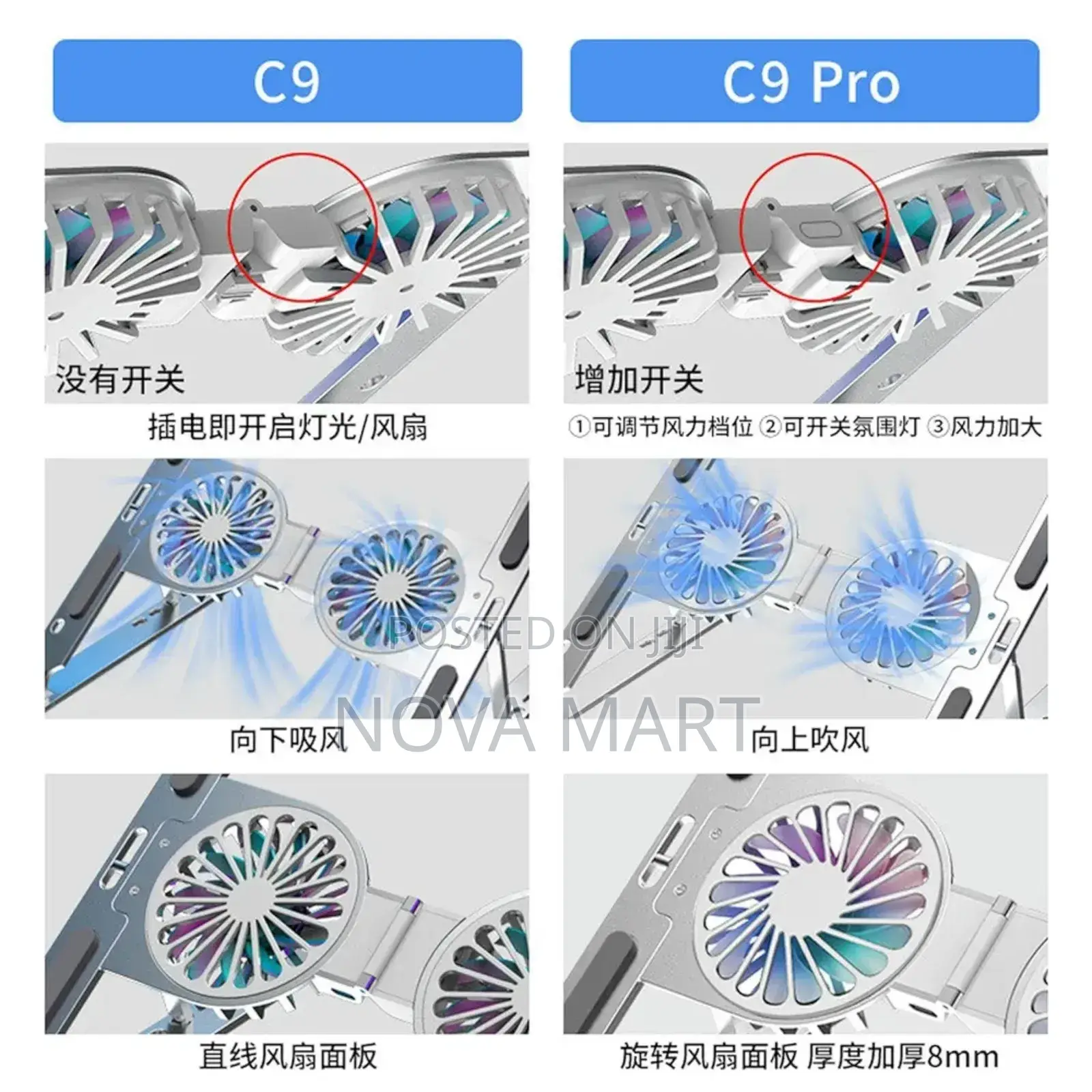 C9 Pro Adjustable Laptop Stand Folding With Cooling Fan