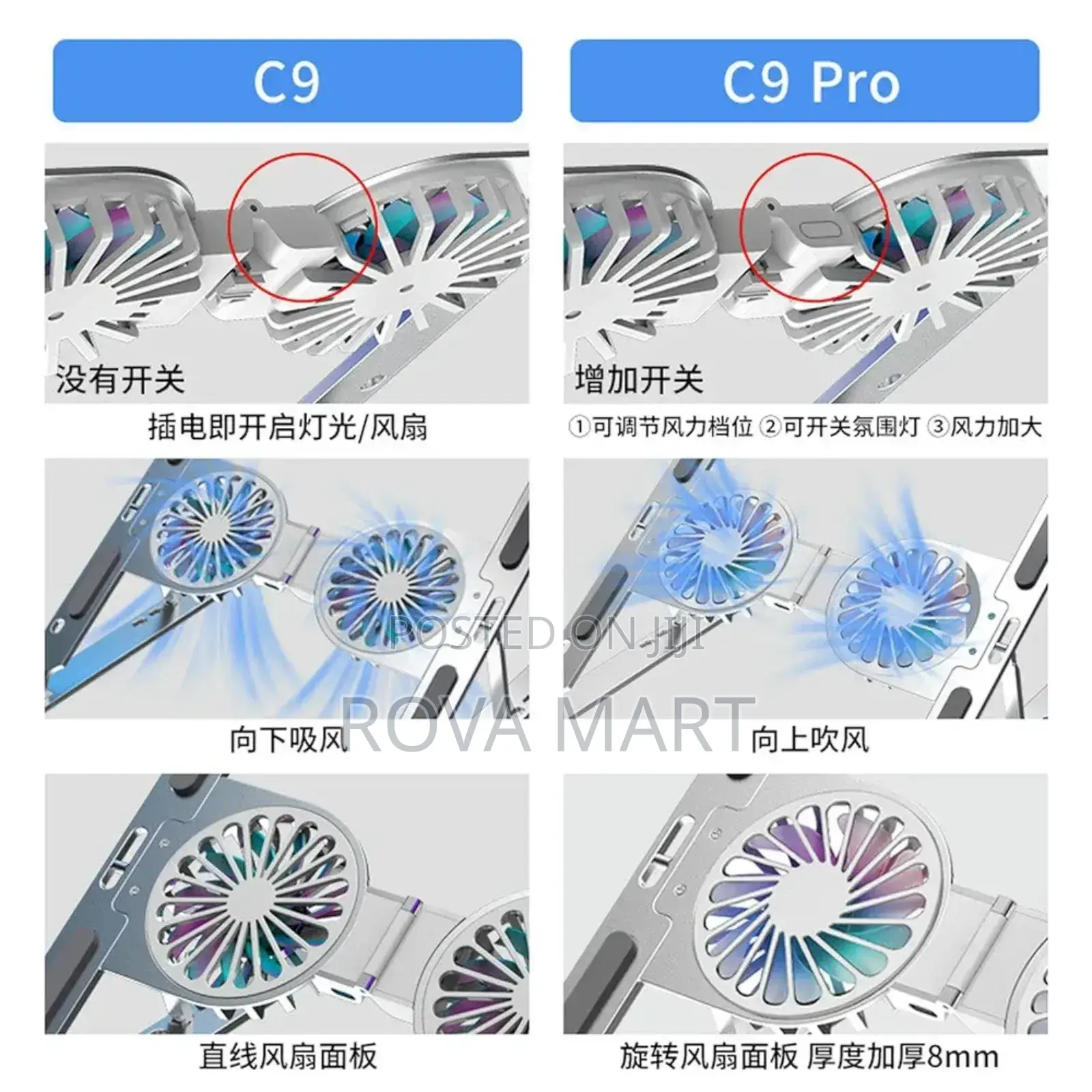 C9 Pro Adjustable Laptop Stand Folding With Cooling Fan