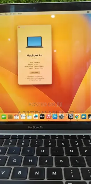 New Laptop Apple MacBook Air 2020 M1 8GB Apple M1 SSD 256GB