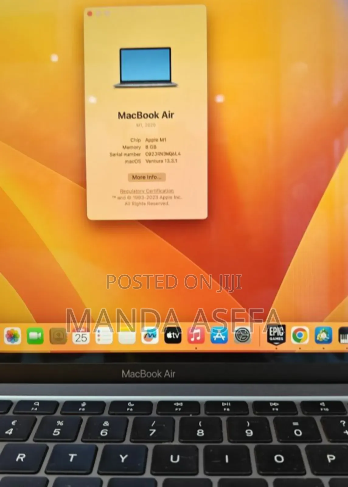 New Laptop Apple MacBook Air 2020 M1 8GB Apple M1 SSD 256GB