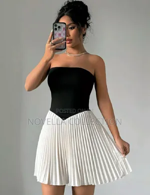 Photo - Short Black and White Dress (Available on Hand)
