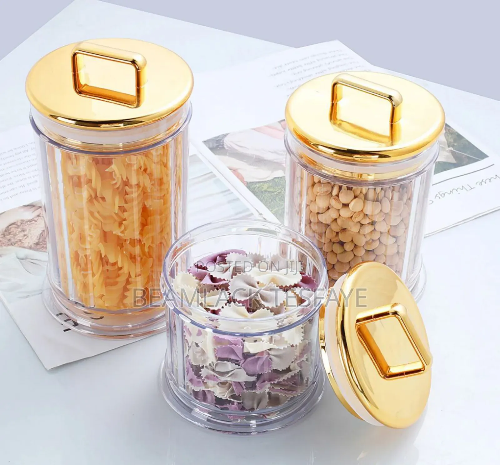 3 Pieces Set Acrylic Canister