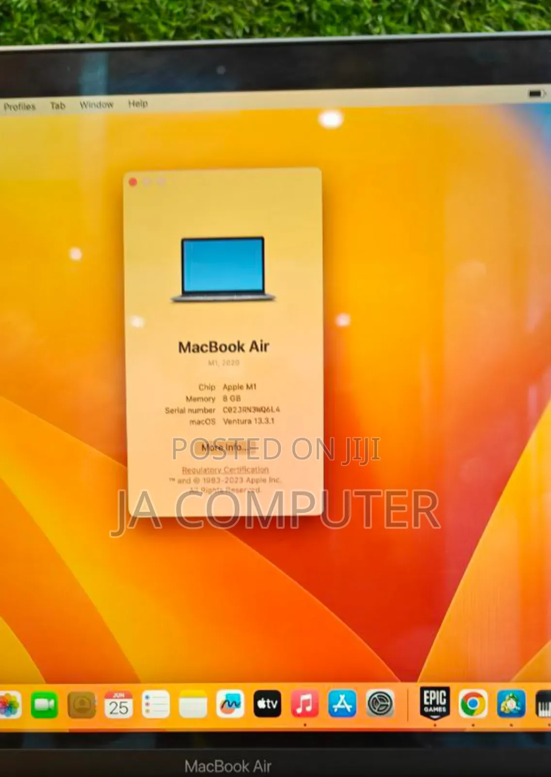 New Laptop Apple MacBook Air 2020 M1 8GB Apple M1 SSD 256GB