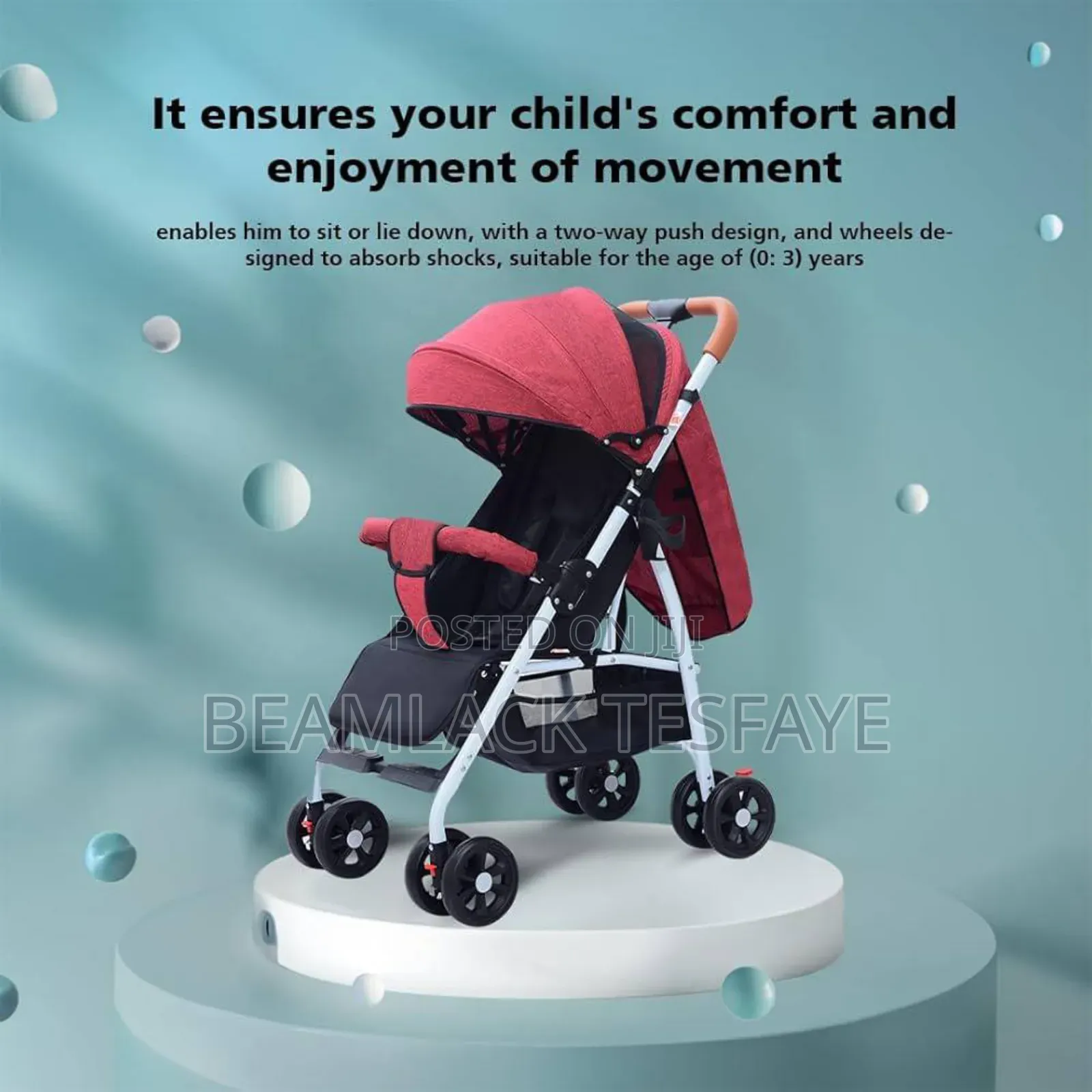 One Way Foldable Push Baby Stroller-A1-Red