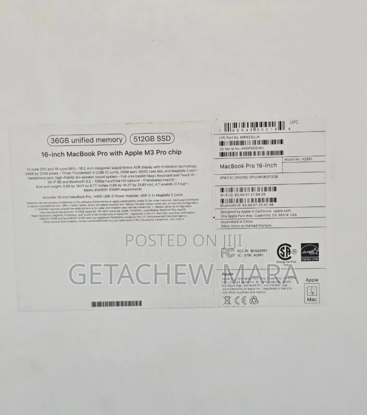 New Laptop Apple MacBook Pro M1 36GB Intel Core I7 SSD 512GB