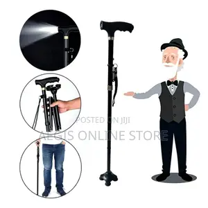 Adjustable Anti-Slip Walking Stick With Led Light
