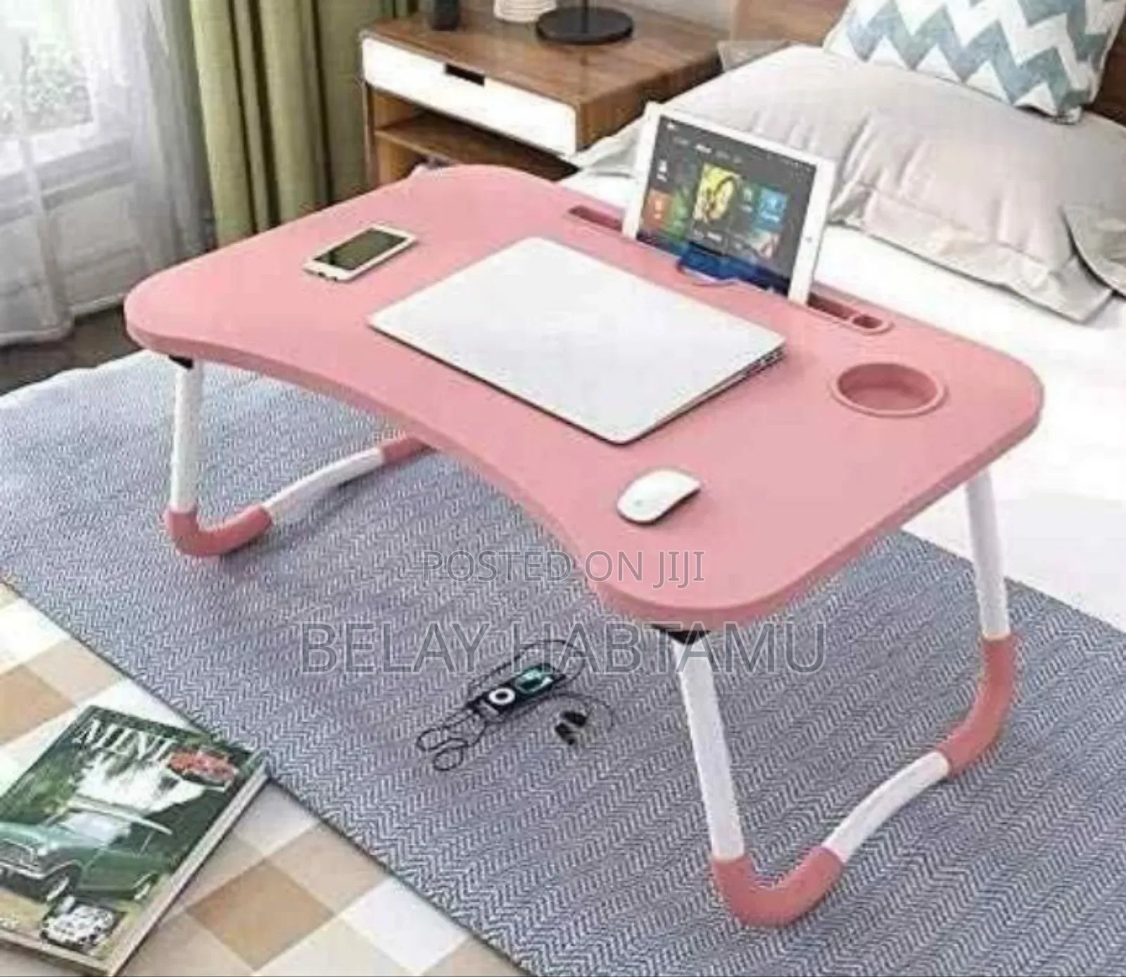 ተጣጣፊ የላፍቶኘ ጠረጴዛ/Laptop Table With Cup Holder