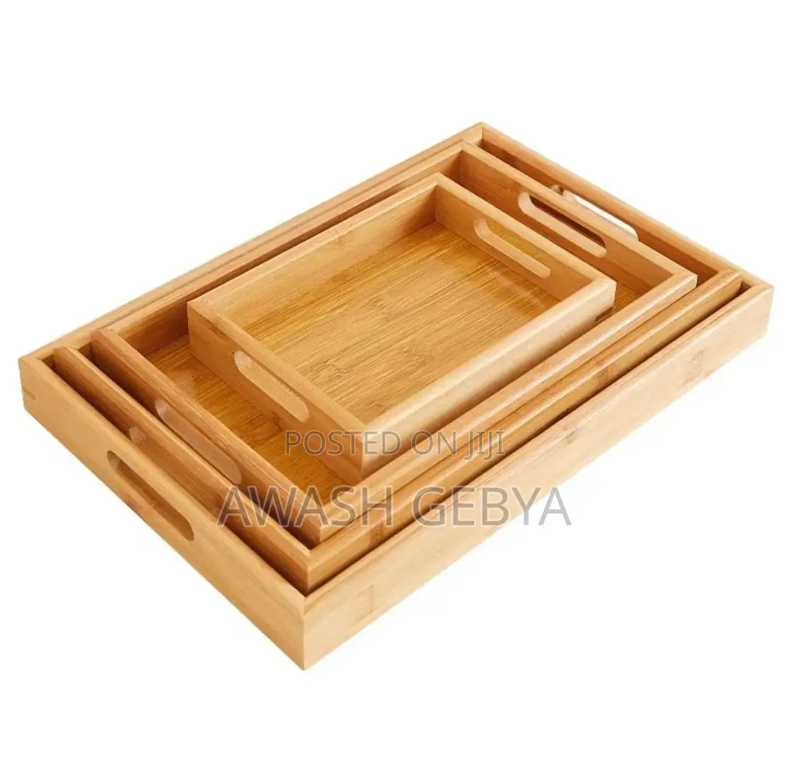 Bamboo Pallet Food Tray 3 Pc