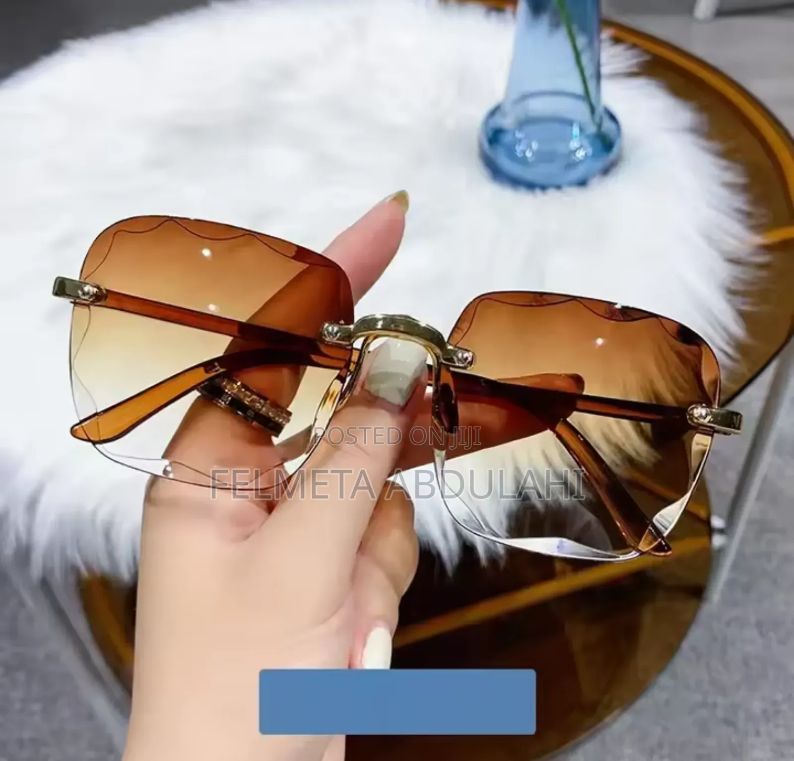 Frameless Cut Edge Sunglasses Women's Transparent Multicolor