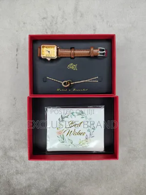 Premium Gift Set for Her Watch + Bracelet + Best Wishes Card