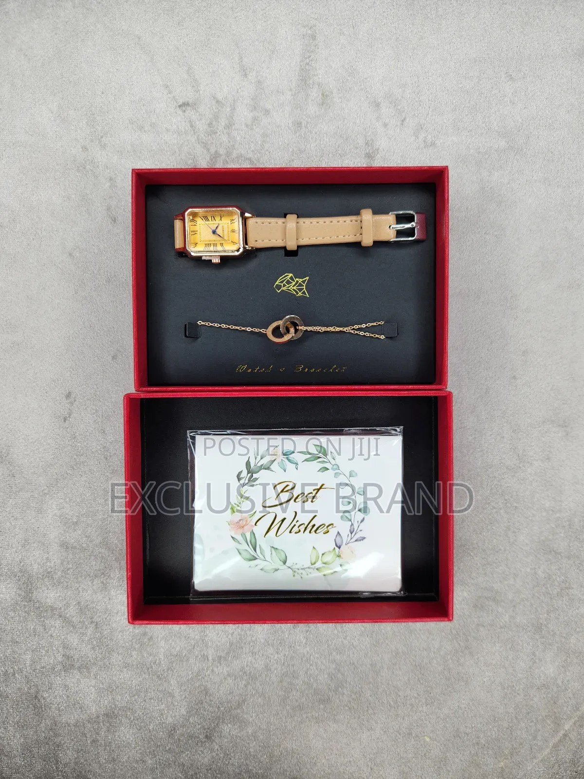 Premium Gift Set for Her Watch + Bracelet + Best Wishes Card