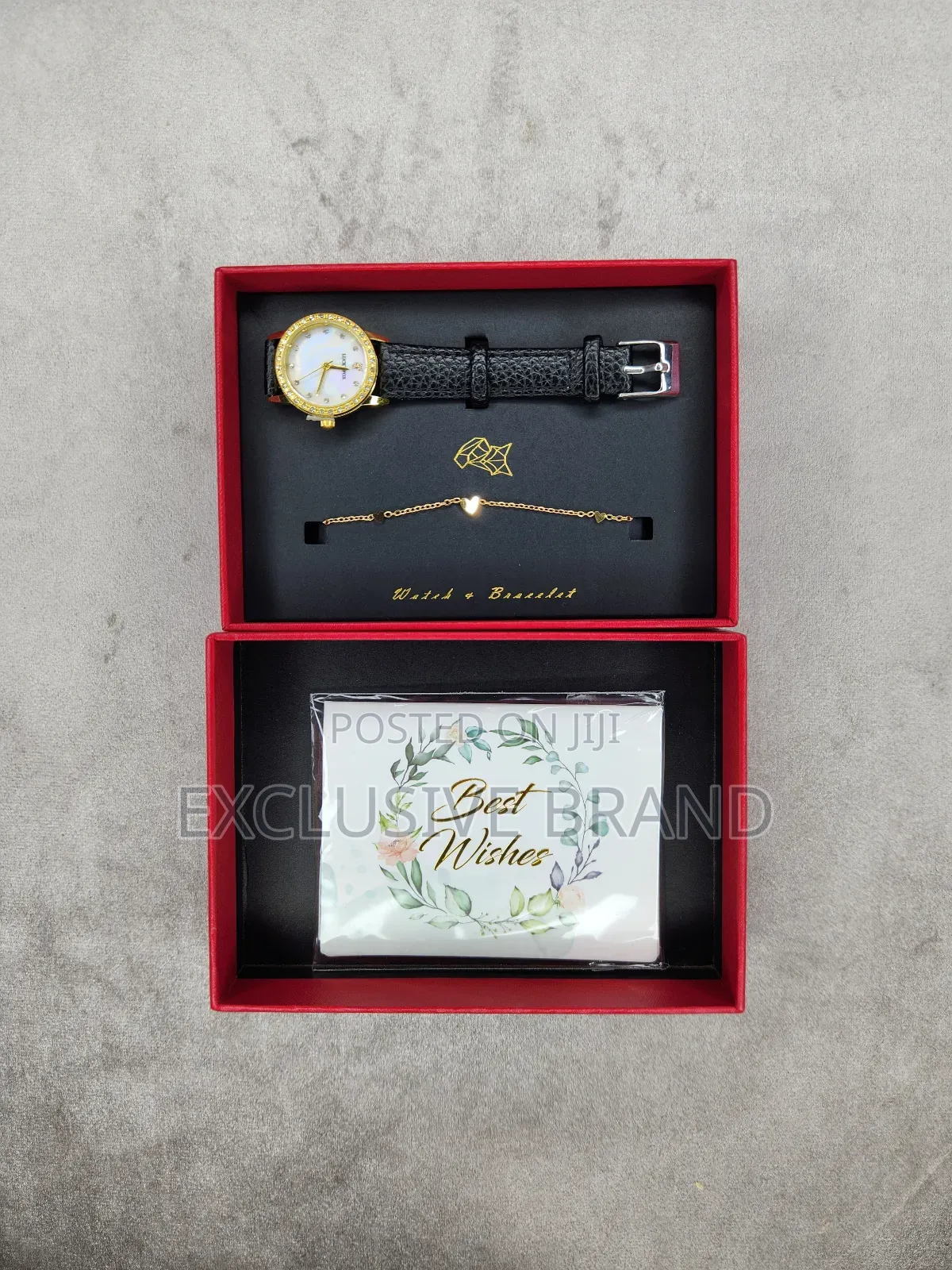 Premium Gift Set for Her Watch + Bracelet + Best Wishes Card
