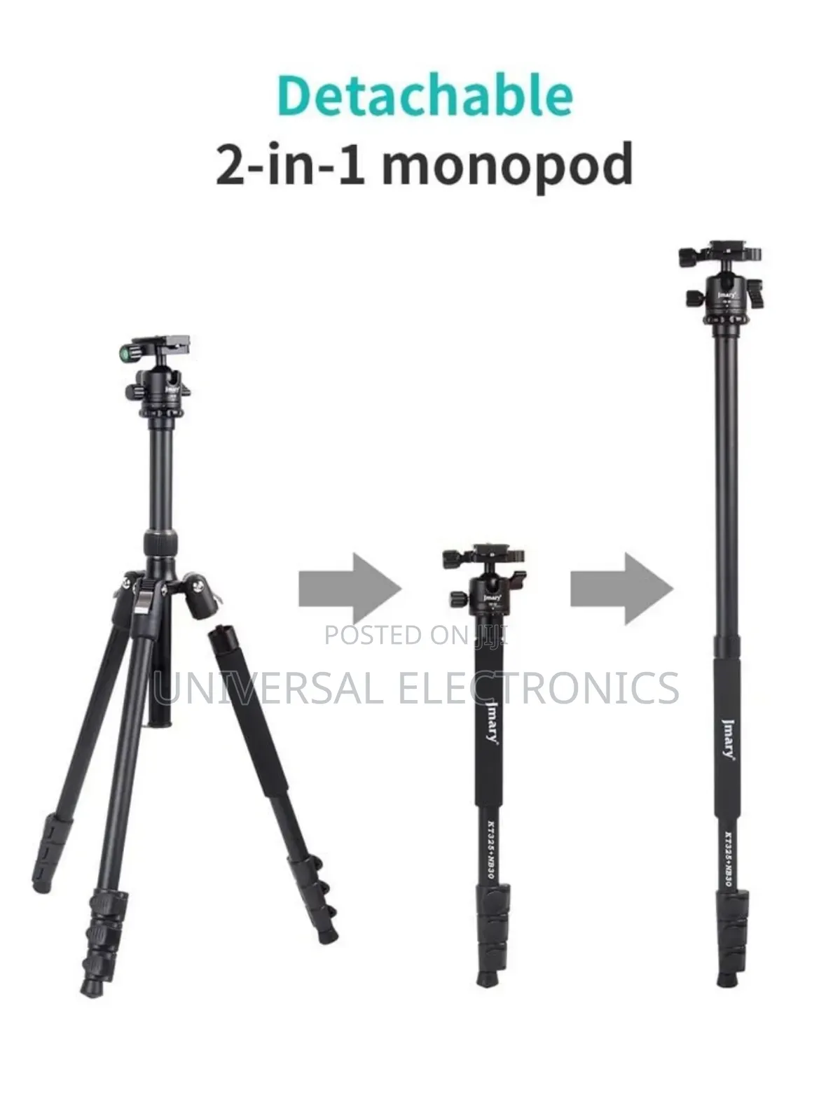 Jmary 2-in-1 Aluminum Alloy Tripod With Panoramic Ball Head