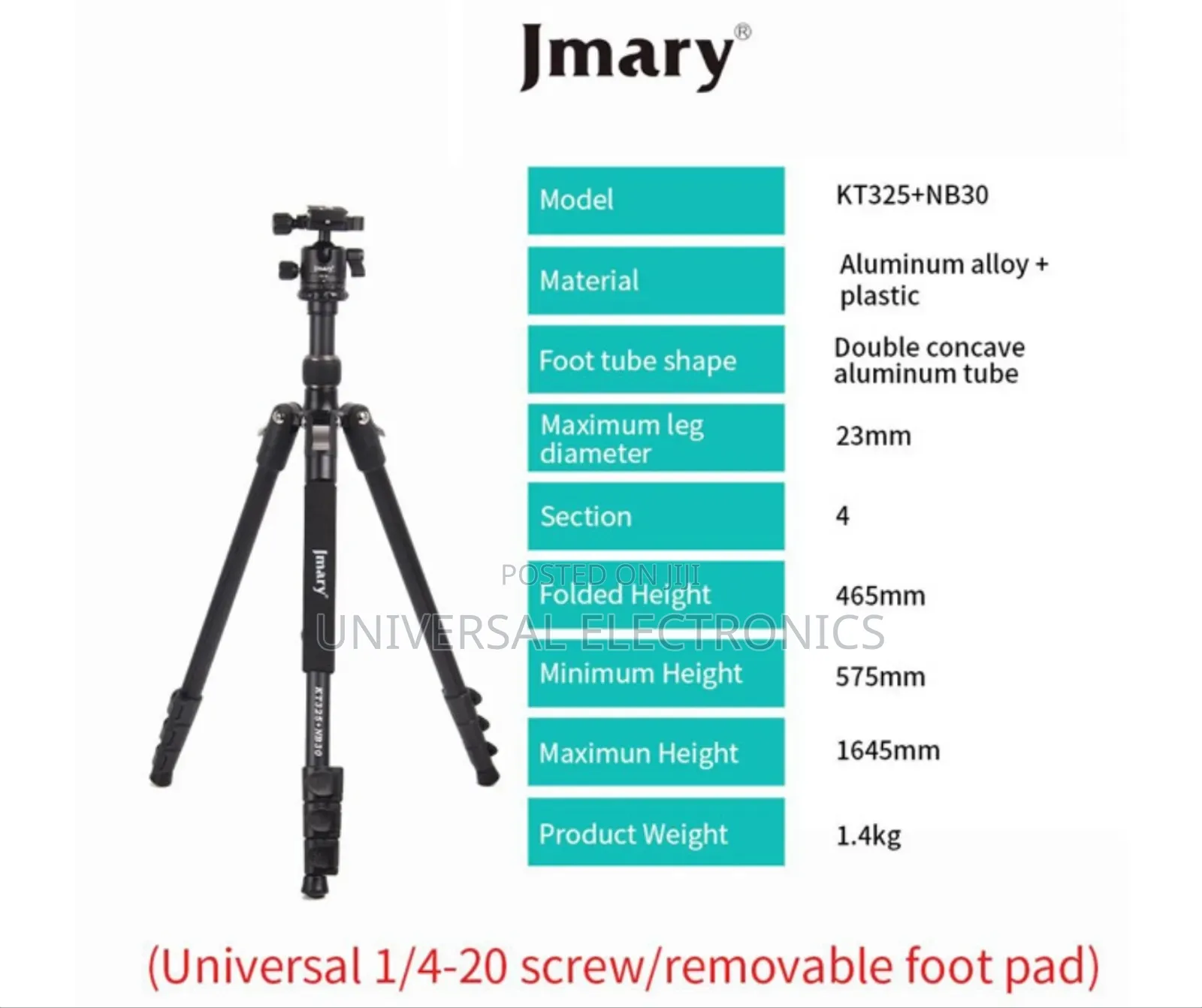 Jmary 2in1 Folded Aluminium Professional 360 Rotation Tripod